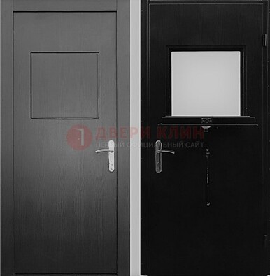 Черная стальная дверь в кассу ламинат внутри ДКС-3 в Реутове